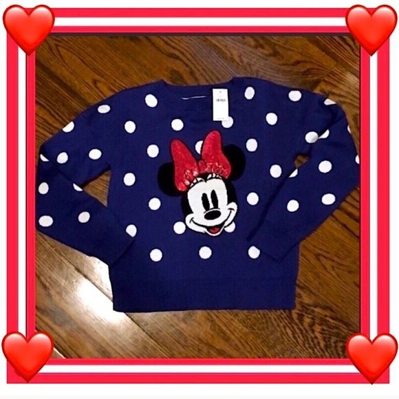 GAP Minnie Mouse Sequin Polka Dot Sweater & Sequin Hair Bow Size: LARGE - Picture 5 of 9